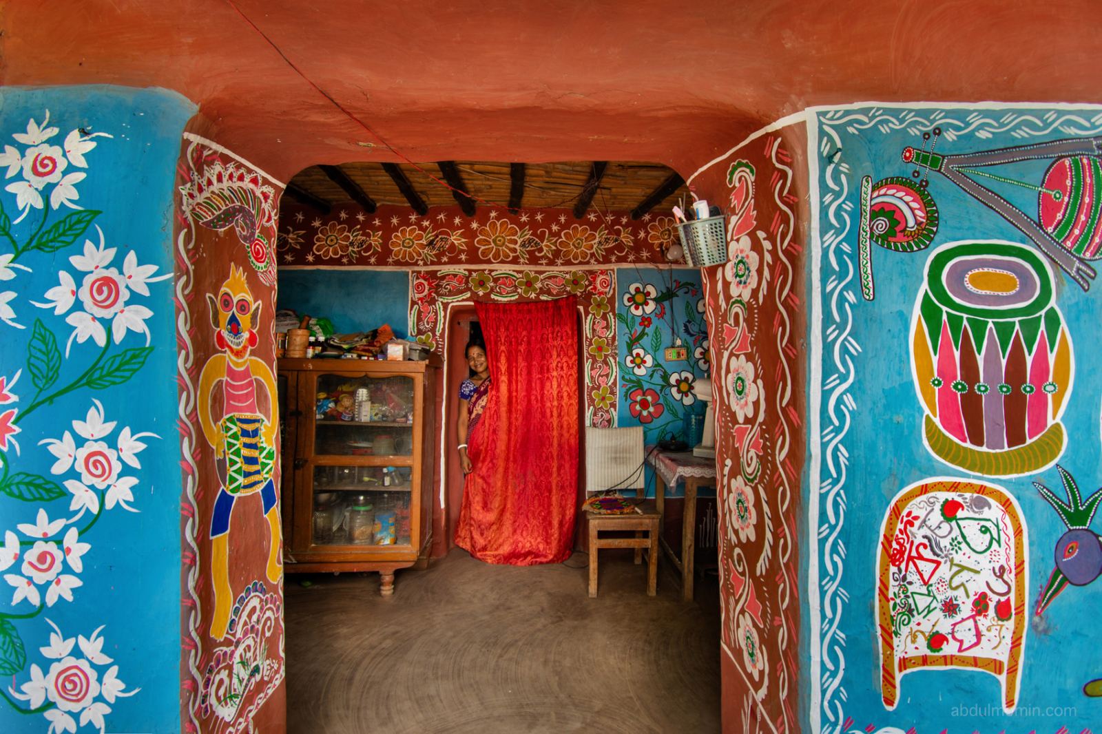 Colorful Hand-Painted Mud Houses in Tikoil