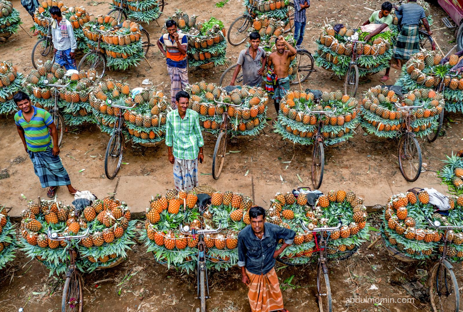 Pineapple Harvest Carrying in Rural Market