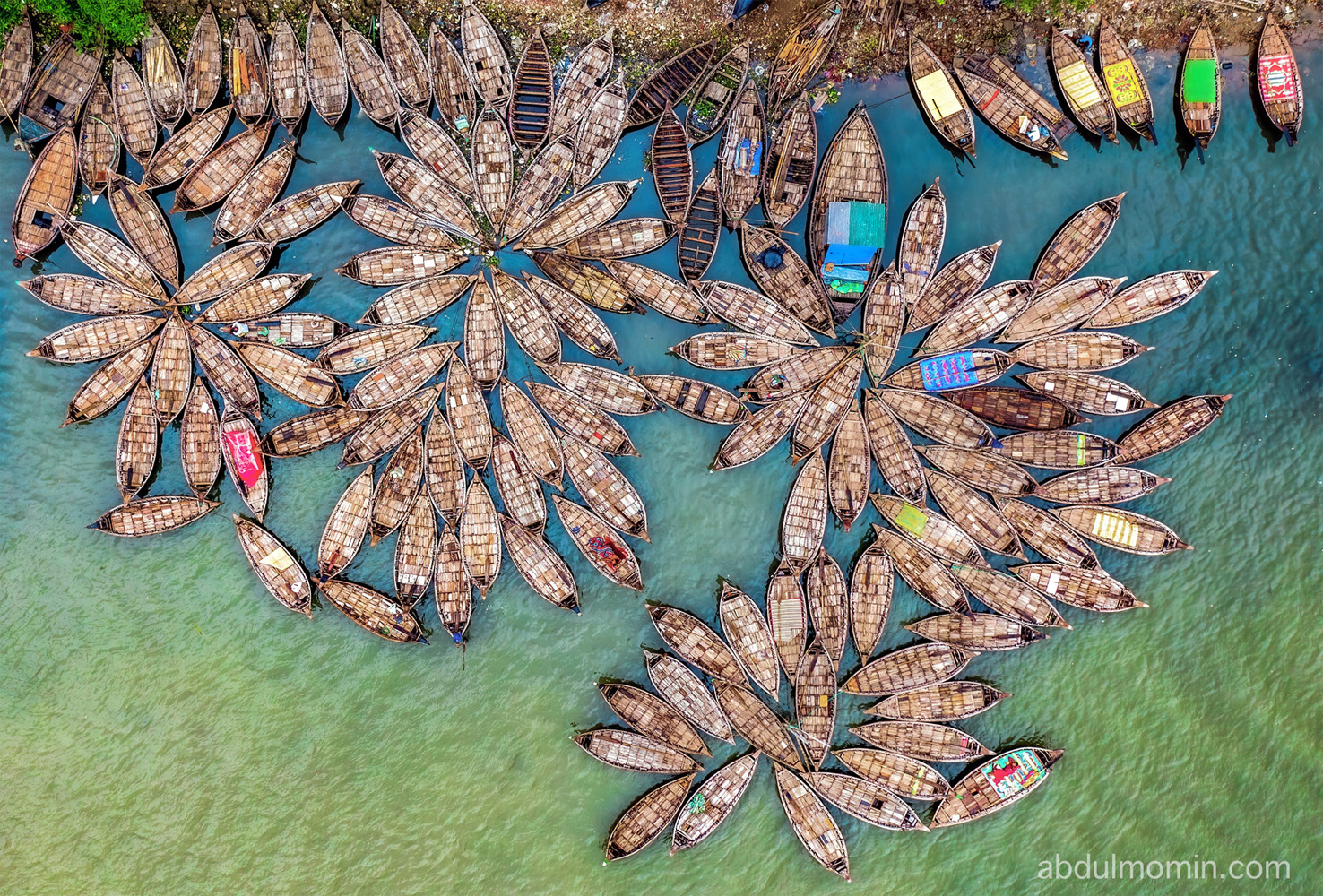 Street and Aerial Photography in Dhaka, Coal Workers, Shipyards and Petal-Like Boat Arrangements