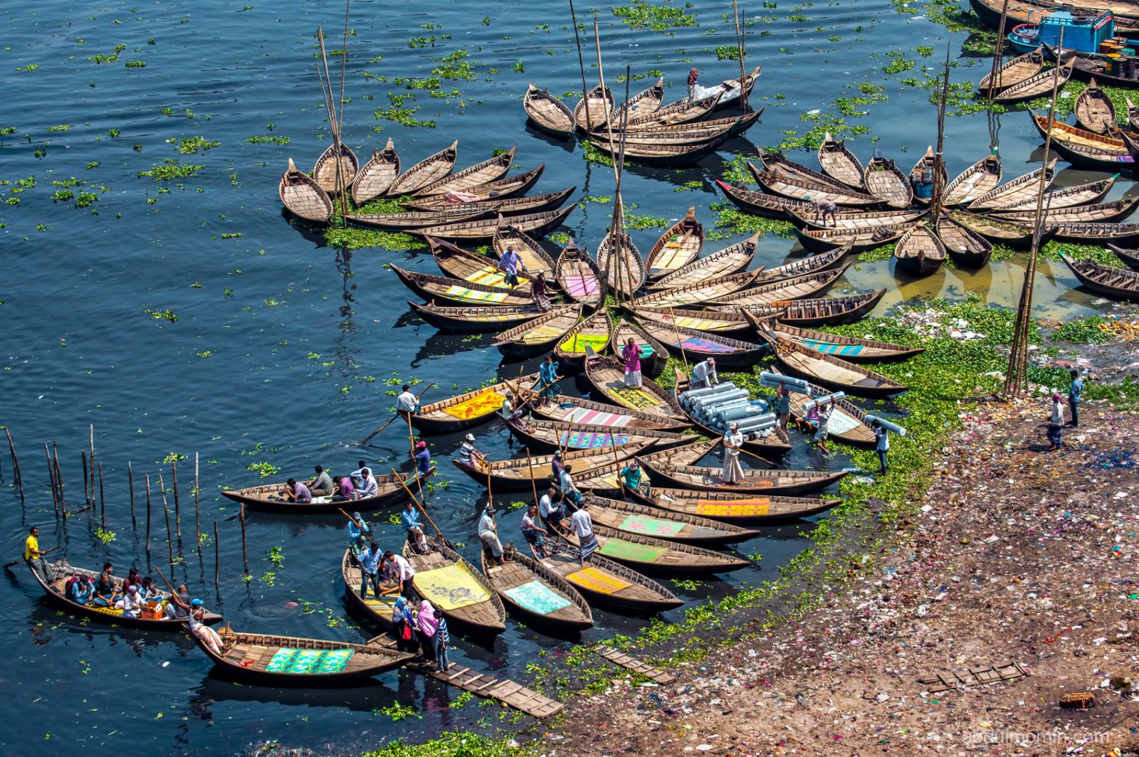 Dhaka Street Photography, Coal Port, Shipyards, & Petal-Shaped Boat Arrangements